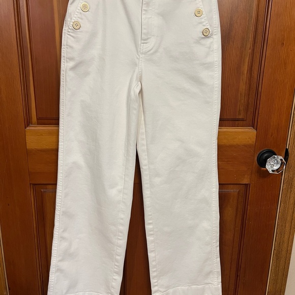 Talbots Women’s Sailor White Button-Accent Trousers Size 2 Wide Leg Jean - Picture 5 of 12